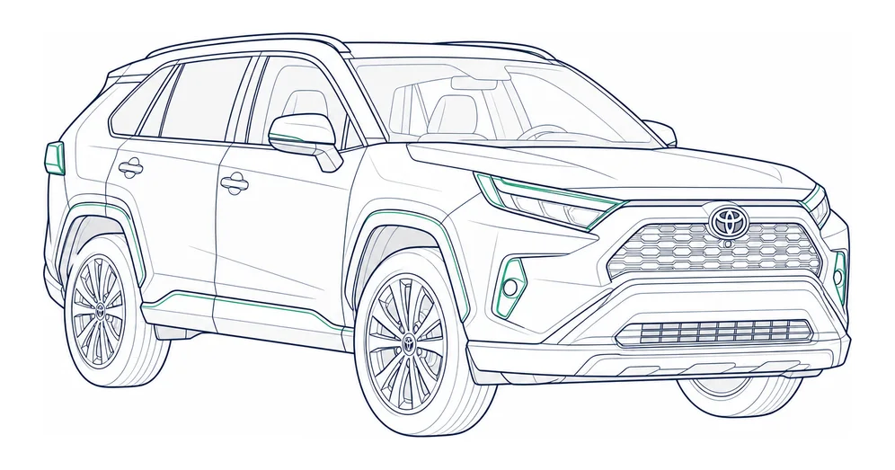 2025 Toyota RAV4 outline mockup